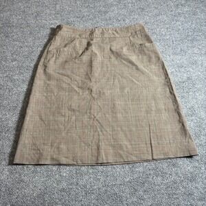 Banana‎ Republic Plaid Wool Blend Skirt Womens 10 Tan Brown Blue Lined